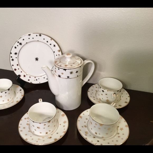 GALAXY FINE PORCELAIN CHINA BY SAKURA 14 KARAT TEA SET FOR 8 - Picture 3 of 11